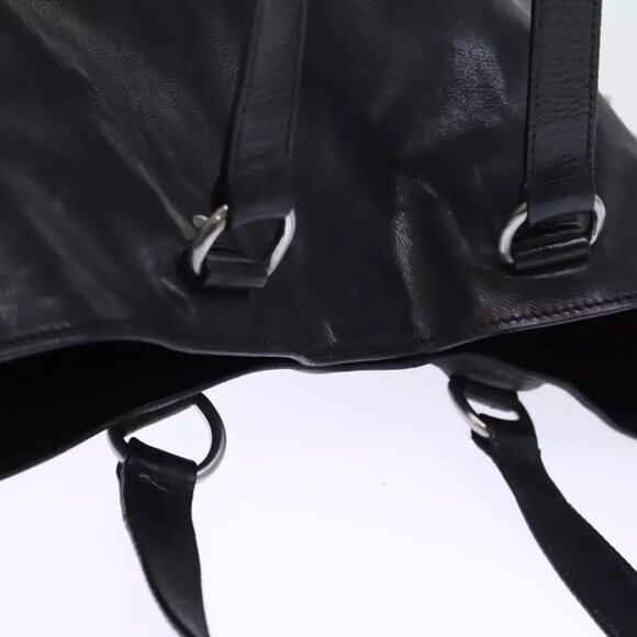 PRADA Hand Bag Leather 2way Black Brown Auth - Picture 4 of 7